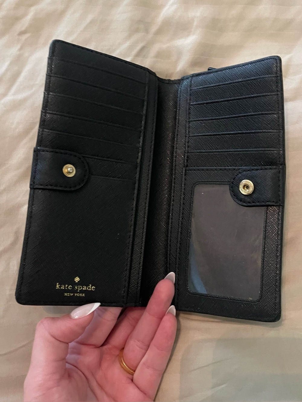 Kate Spade Black Leather Bifold Continental Wallet
